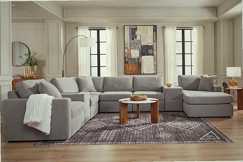 NEW 157"x124" Modular Sofa Sectional Set Performance Fabric Granite Gray