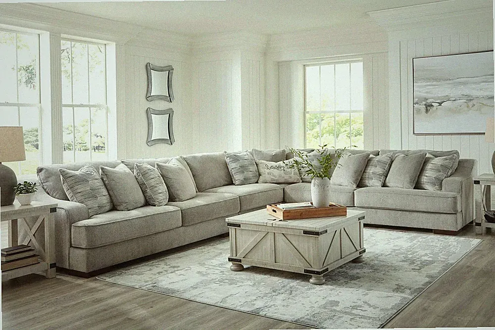 NEW 169" Reversible Smoke Gray Modern Corner Sofa Sectional Fabric & 12 Pillows