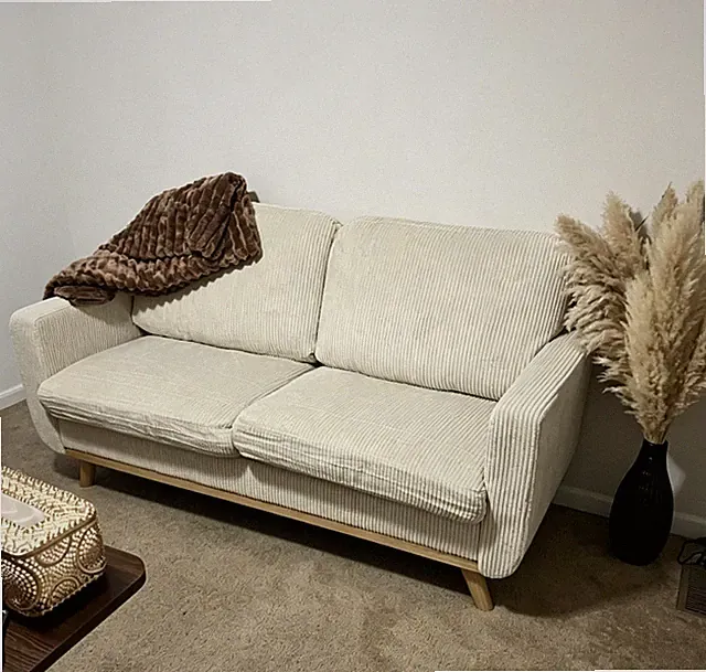 NEW 68" Corduroy Sofa 2-Seater, Modern Small Space Couch for Living Room Beige