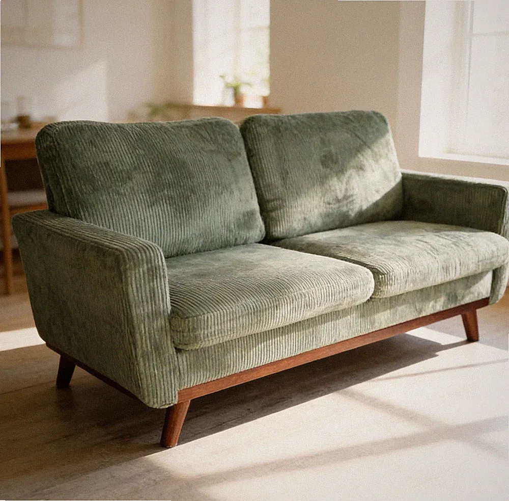 NEW 68" Corduroy Sofa 2-Seater, Modern Small Space Couch for Living Room Green