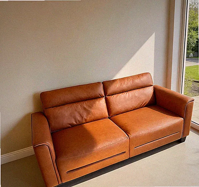 NEW 75.5 inch Brown Faux Leather Sofa, 3-Seater Living Room Couch Plywood Frame
