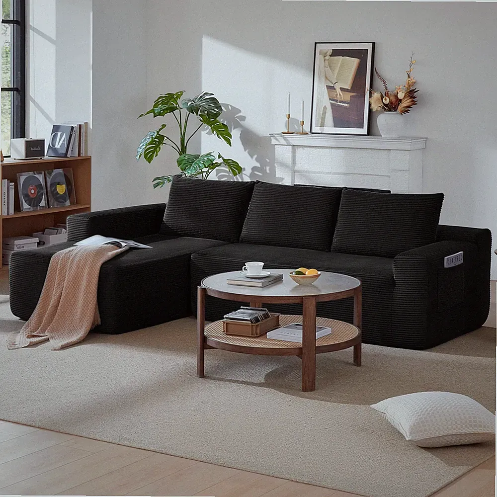 NEW-96.9" Cloud Sectional Couch w/L-Shape Chaise,Modern Modular Sofa w/Deep Seat