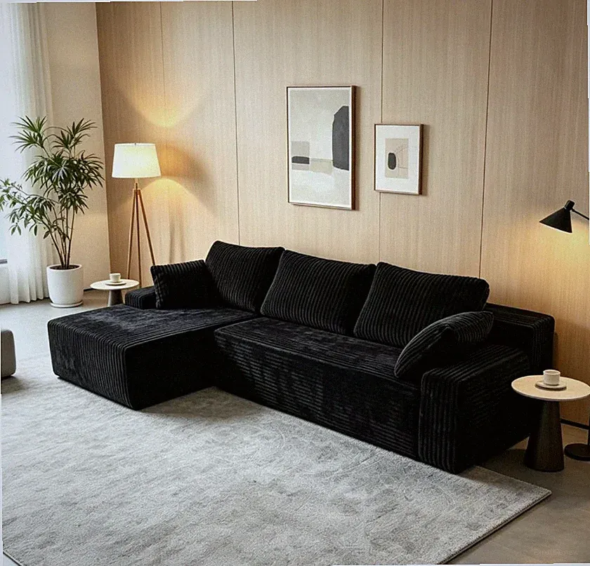 New 96"Frameless Boneless Soft Sofa,Cloud Sectional Couch With L-Shaped Chaise
