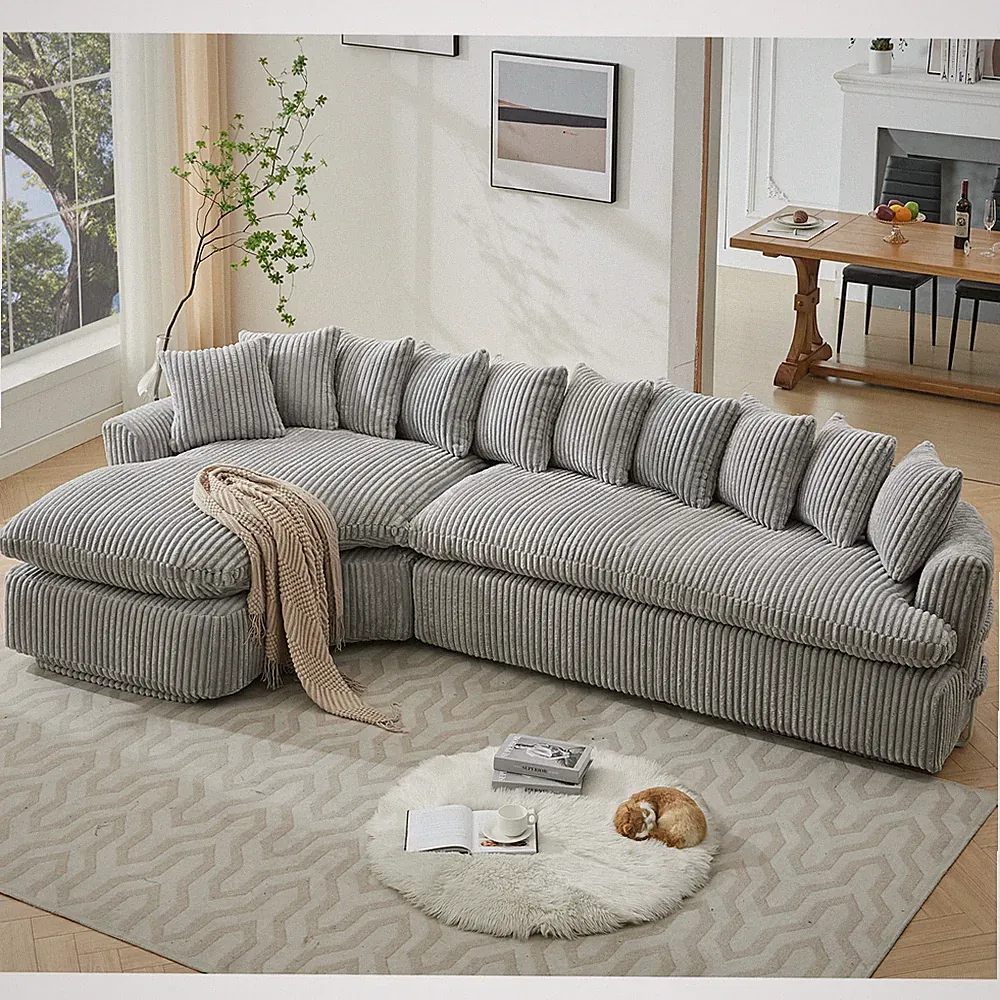 [NEW ARRIVED] [VIDEO PROVIDED] 127'' Large Sectional Sofa ,Elegant Curved D