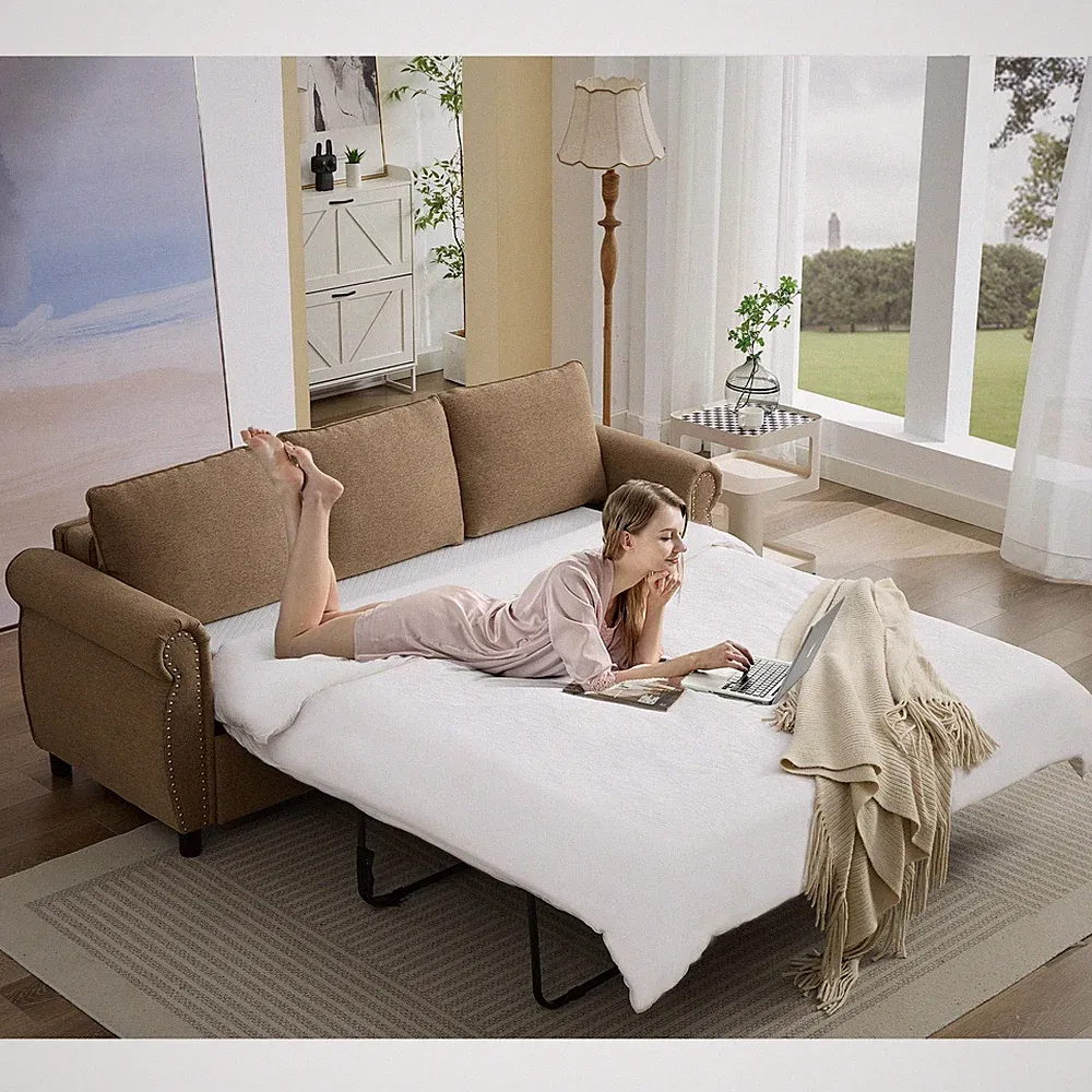 [NEW ARRIVED] [VIDEO PROVIDED] 81.5" 2-in-1 Queen Convertible Sleeper Sofa Bed