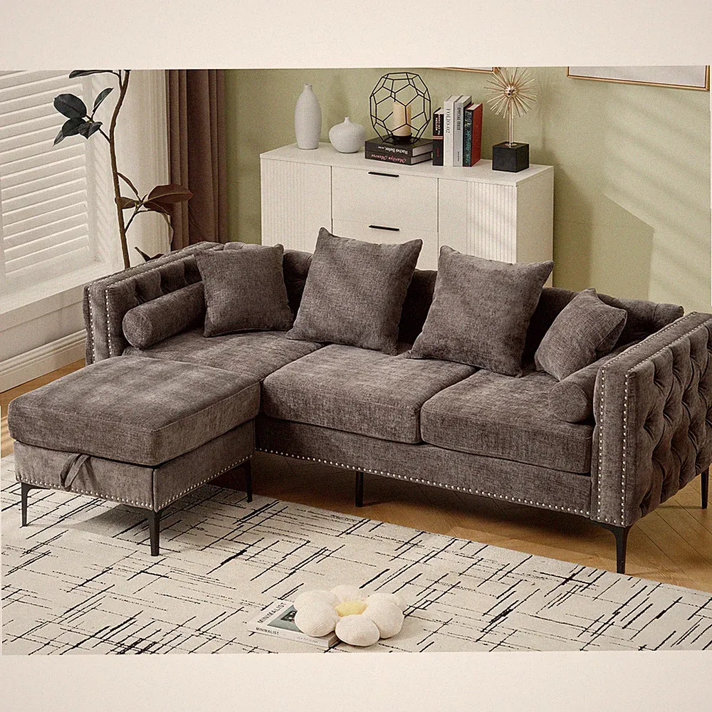 [NEW ARRIVED] [VIDEO PROVIDED]L Shaped Sectional Sofa , Convertible Storage Ot