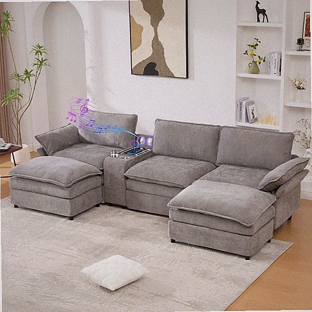 [NEW ARRIVED] [VIDEO PROVIDED]U Shaped Modular Sectional Sofa,Storage Console
