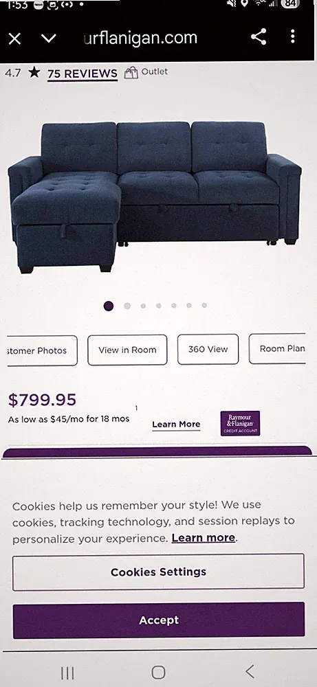 (New) Blue Sectional Sleeper Sofa w/ Storage Chaise – 2 of 3