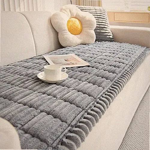 New Corduroy Quilted Sofa Towel Plush Cushion Cover Sectional Anti-slip Modern