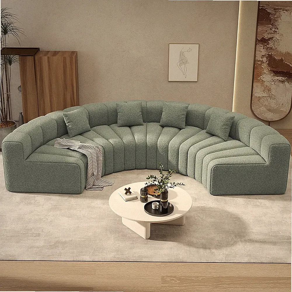 NEW Cozy Oversized Couch Circular Sofa Modular Plush Black Beige White Teal