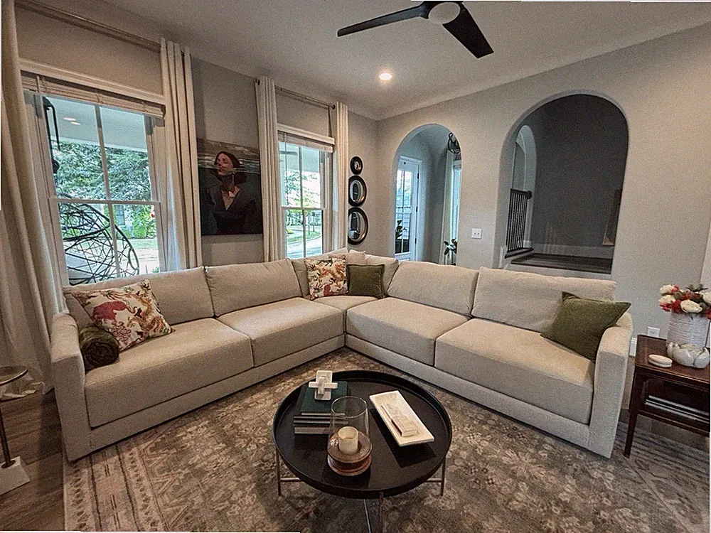 NEW Crate & Barrel Gather Deep Corner L- Shaped Sectional, Stone Icon Chenille