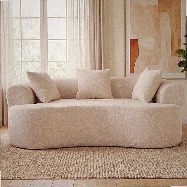 [New]Crescent-shaped sofa, modern low-back design with deep cushions, self-infl
