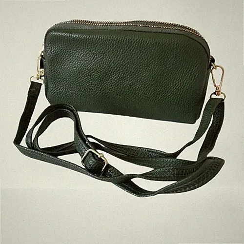 NEW! Cute Small Faux Leather Purse w/Two Zipper Sections & Adjustable Strap