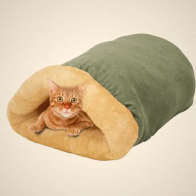 new GOOPAWS 4 in 1 Self Warming Burrow Cat Bed - sage
