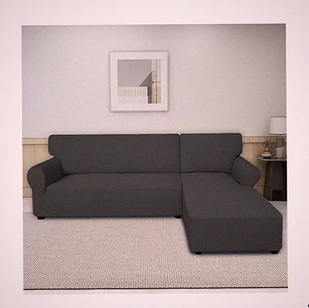 New L-Shape Sofa Couch Cover By PUREFIT - Super Stretch Shape To Fit - LIGHTGRAY