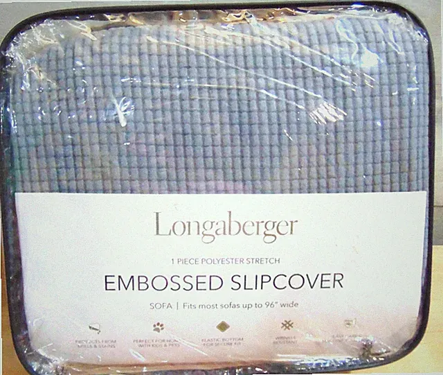 New Longaberger Embossed 1 Piece Polyester Stretch Sofa Slipcover Flint Grey