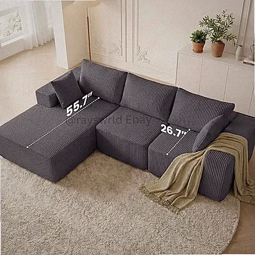 *NEW* Luxury 108" Boneless Couch Cloud-Sectional Couch with L-Shape Bed set