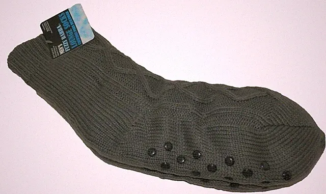 New Mens Shoe Size 6.5-11 Fuzzy Babba Lounge Slipper Socks Soft Gray