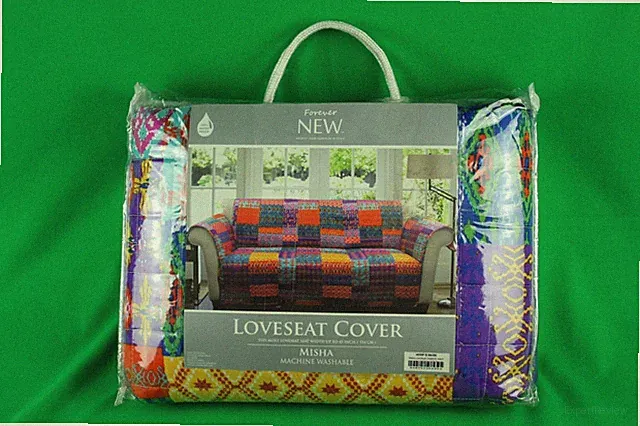 NEW MISHA LOVESEAT COVER, LOVE SEAT 45" WIDE, RAINBOW, 100% WATERPROOF, WASHABLE
