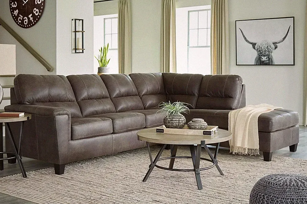 NEW Modern 117" Gray Sectional RAF Chaise Contemporary Upholstered Living Room