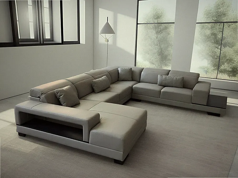 New Modern 4-Piece Leather Sectional Sofa Set S1013 (Custom Options Available)