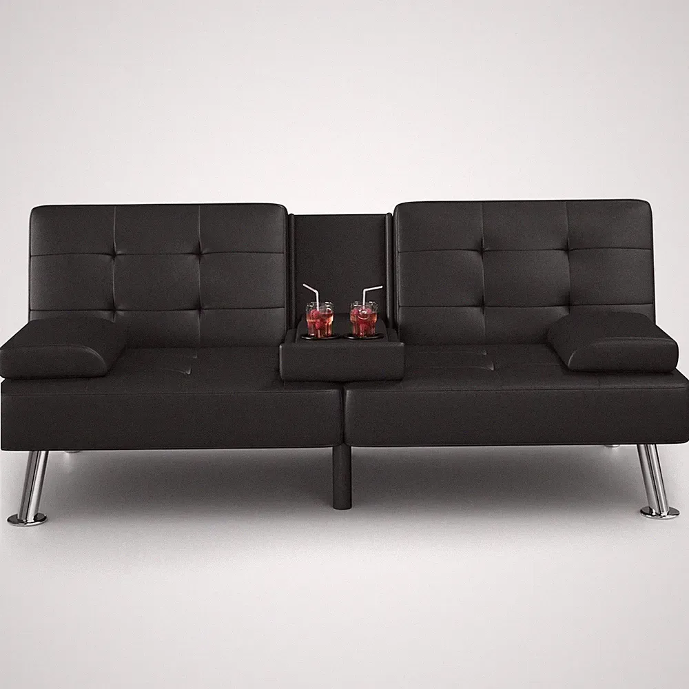 New Modern Futon Sofa Bed Couch Convertible Folding Recliner Faux Leather