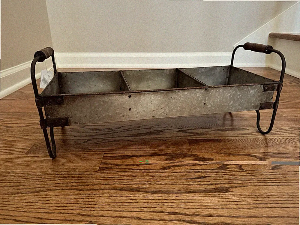 NEW Park Hill Metal & Wood Serving 3 section tray organizer w/ Wood Handles