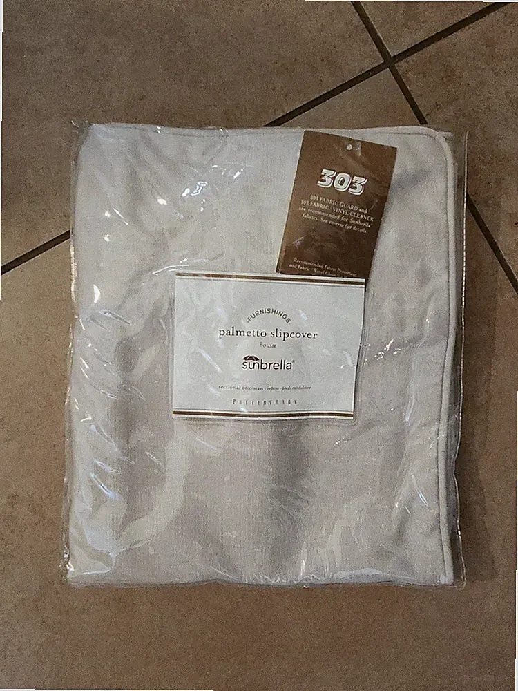 NEW Pottery Barn Palmetto outdoor sunbrella sectional ottoman slipcover SAND