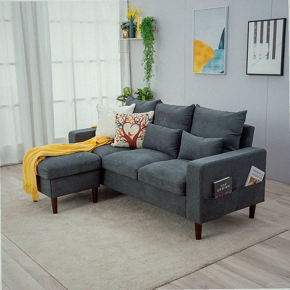 New Sectional Sofa Set L-Shaped Couch Living Room Convertible Indoor Modular