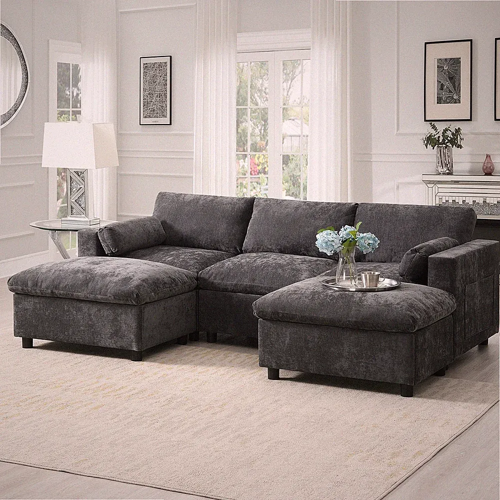 [NEW SKU of N723S7723E]84.5'' Modular Sectional Sofa with Storage Pockets
