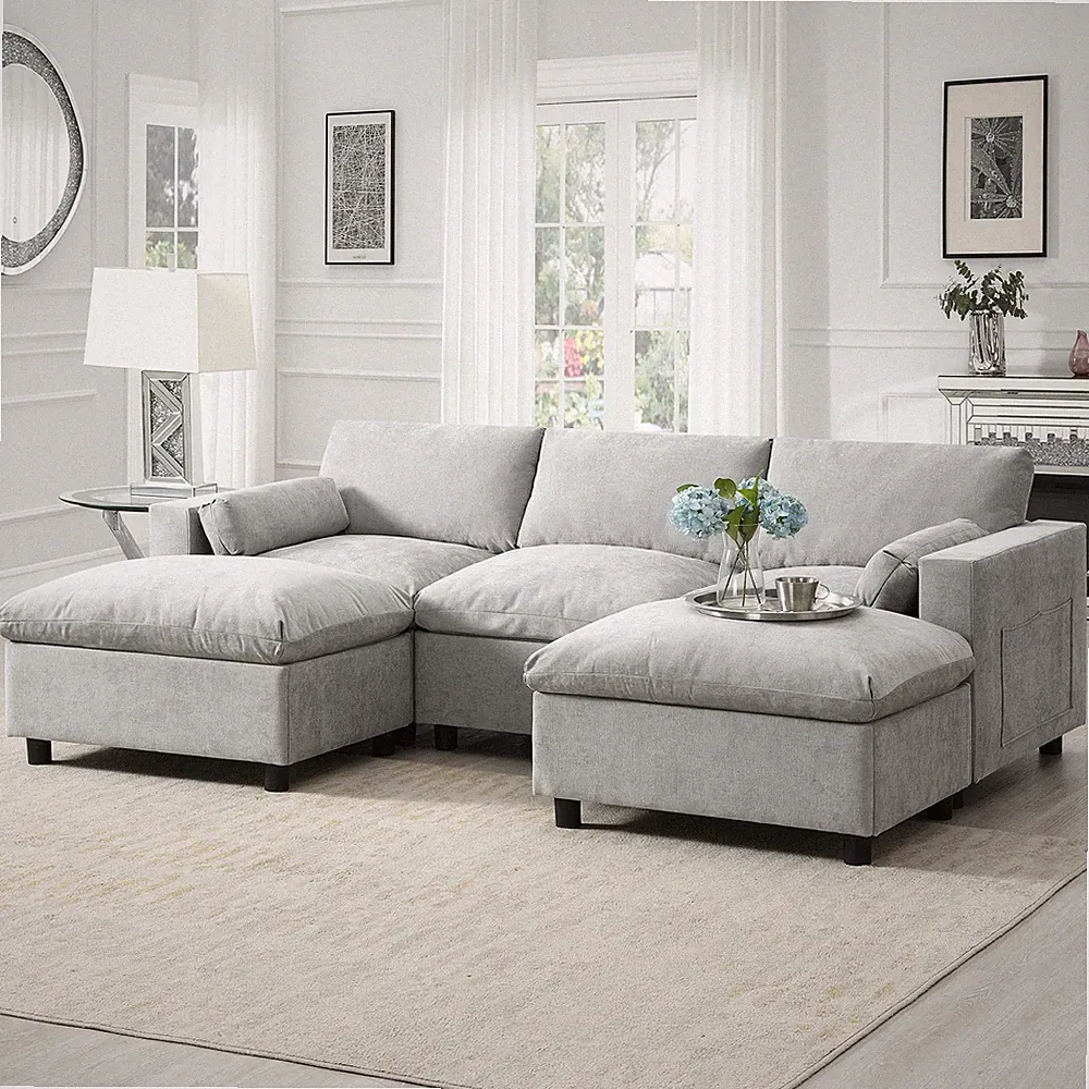 [NEW SKU of N723S8723C]84.5'' Modular Sectional Sofa with Storage Pockets