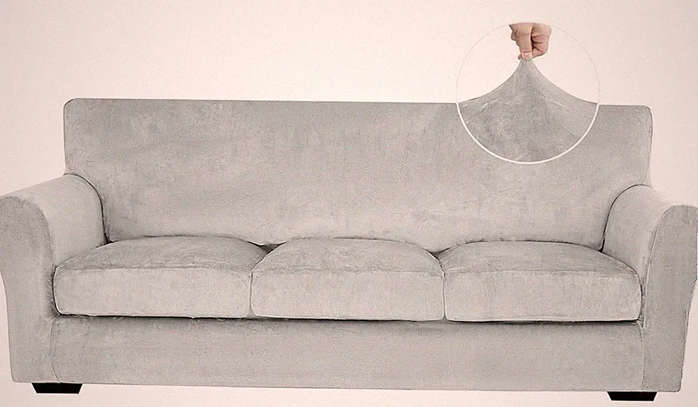 NEW Stretch Sofa Slipcover Silver Grey 4-Piece Sofa Cover Fits 71”-91”