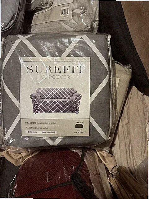 NEW Surefit size Loveseat lattice gray 1 pc sofa cover cotton furniture cover