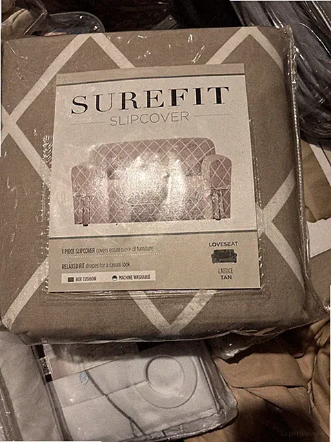 NEW Surefit size Loveseat lattice Tan 1 pc cover cotton furniture cover