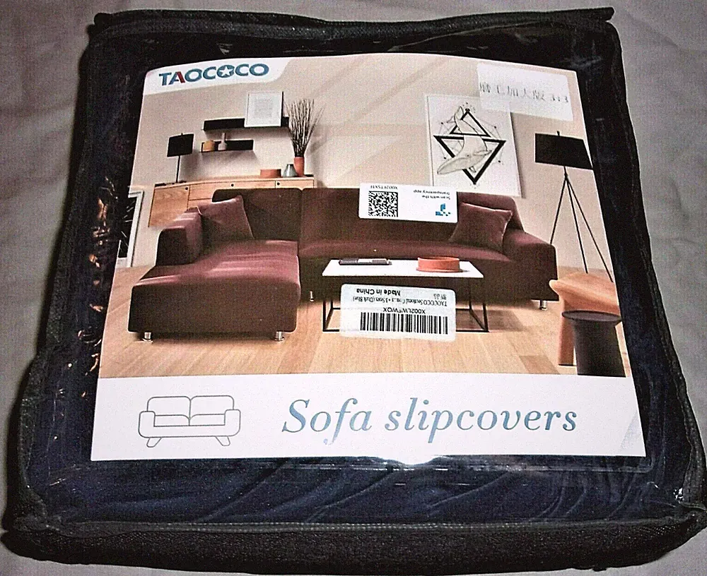 New TAOCOCO sectional L shaped SOFA/COUCH stretch SLIPCOVERS dark blue 71 to 91"