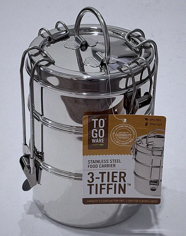 NEW To-Go Ware 3-Tier Stainless Steel Tiffin Food Carrier Lunch Box