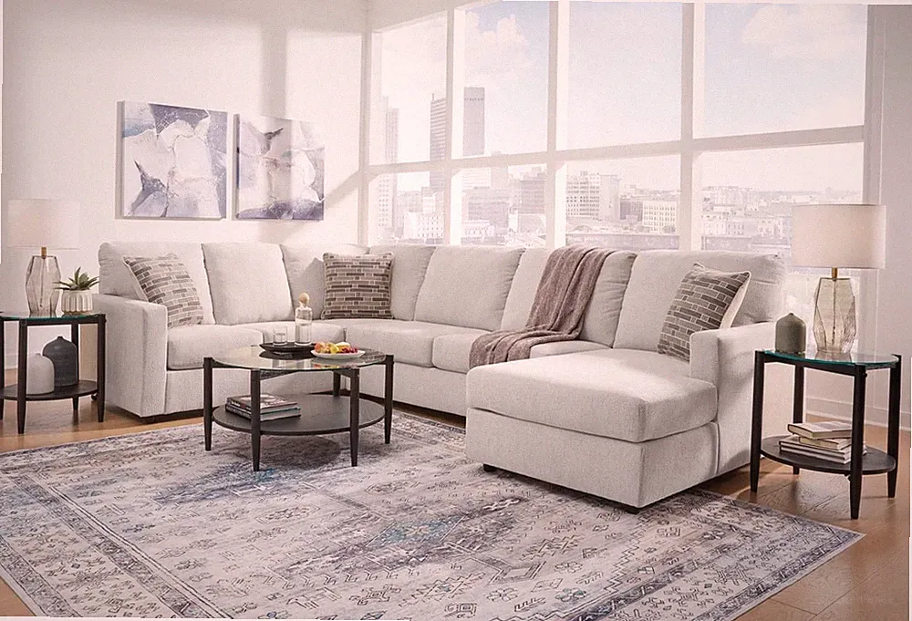 NEW U-Shaped Light Gray Modern Sofa 136" Wide Sectional Plush Fabric w/ 3 Pillow