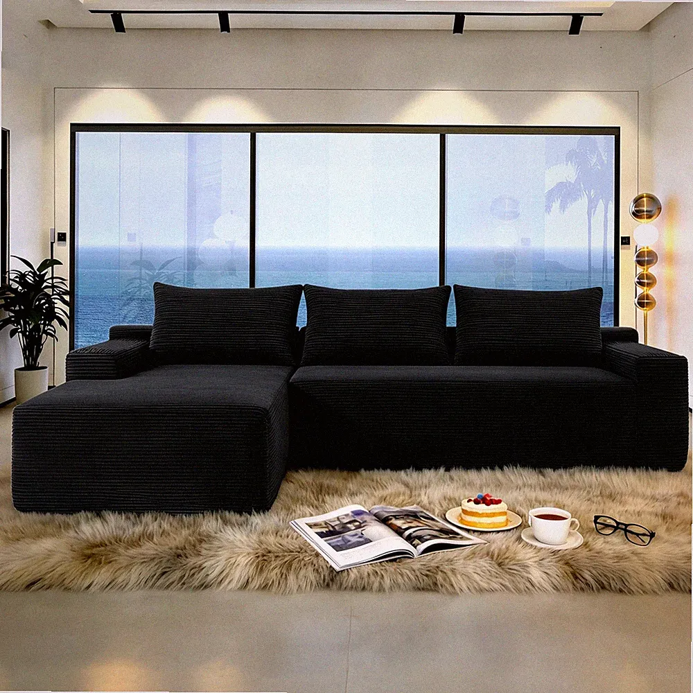 NEW2-96.9" Cloud Sectional Couch w/L-Shape Chaise,Modern Modular Sofa w/Deep Se