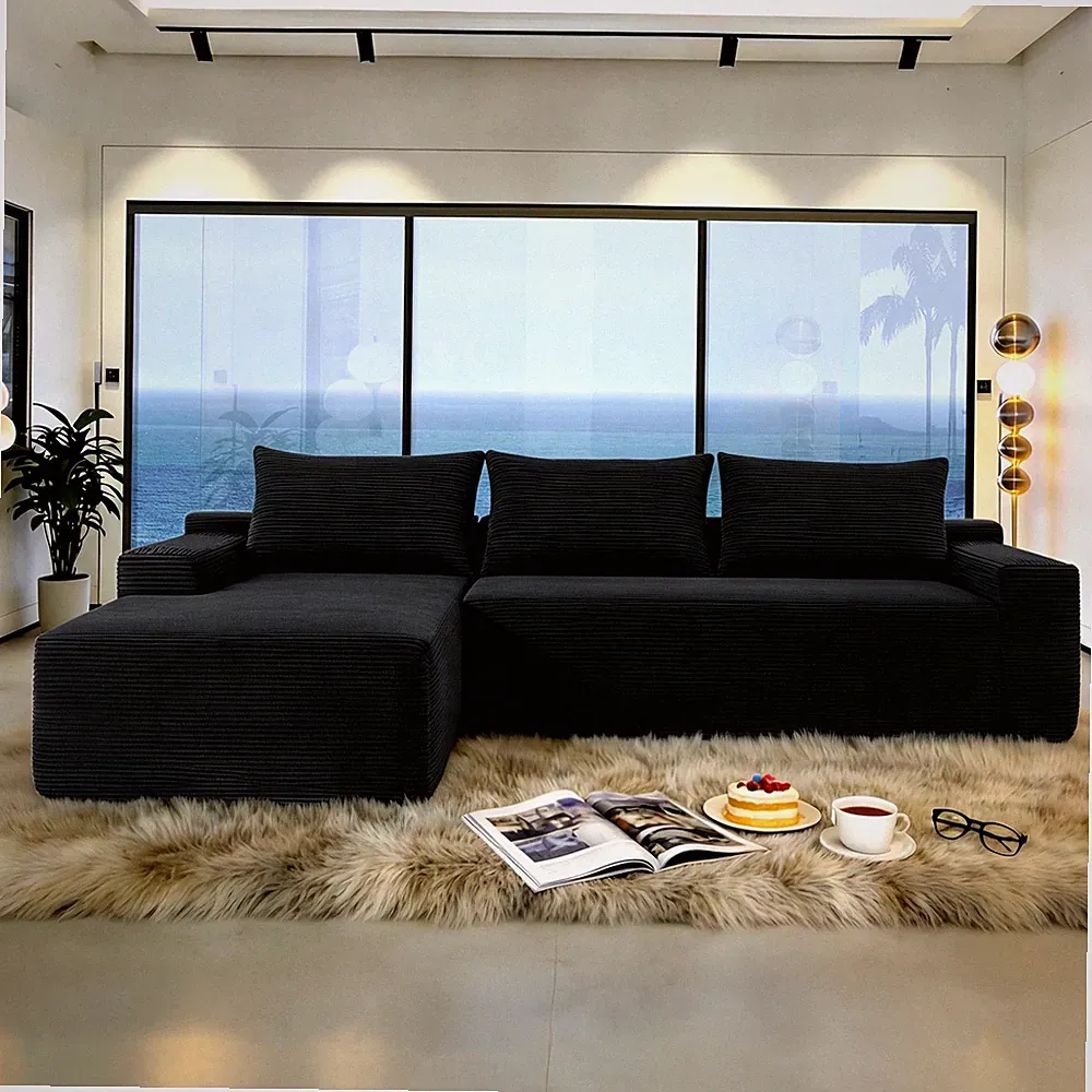 NEW2-96.9" Cloud Sectional Couch w/L-Shape Chaise,Modern Modular Sofa w/Deep Sea