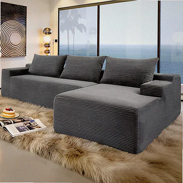 New2 96.9"Compressible doubleCloud Sectional Couch w/L-Shape Chaise,Modern Modu