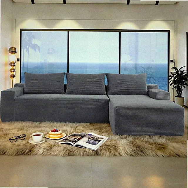 New2 96.9"Compressible doubleCloud Sectional Couch w/L-Shape Chaise,Modern Modul
