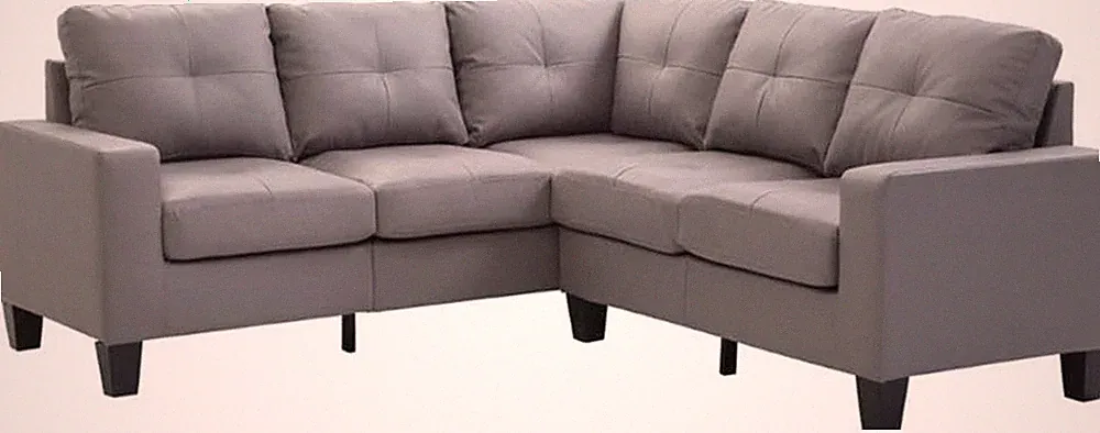 Newbury Faux Leather Sectional in Gray