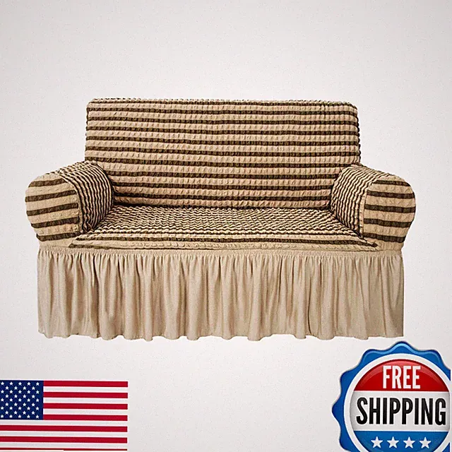NICEEC Loveseat Slipcover Khaki 2-Seater Fitted Sofa Couch Cover High Stretch