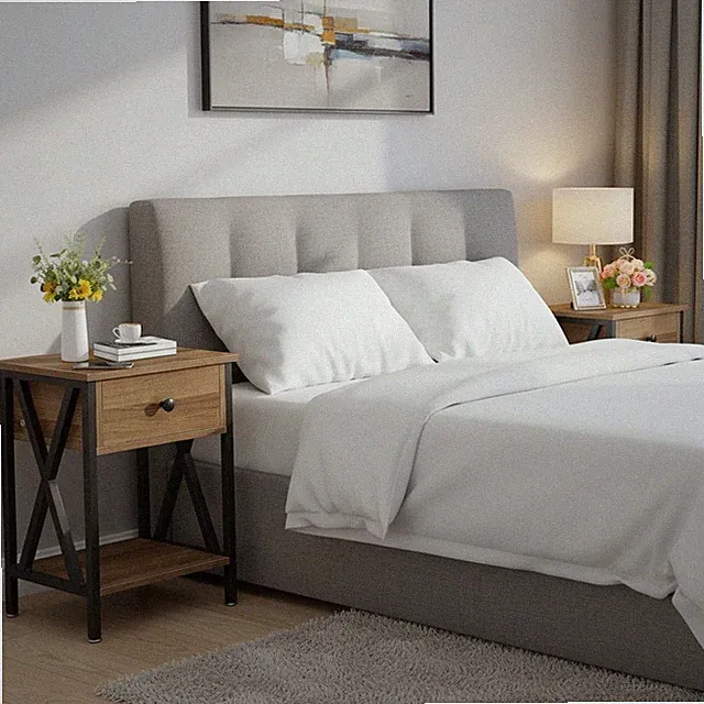 Nightstands Set of 2, Modern Bedside End Tables, Night Stands with Drawer and...