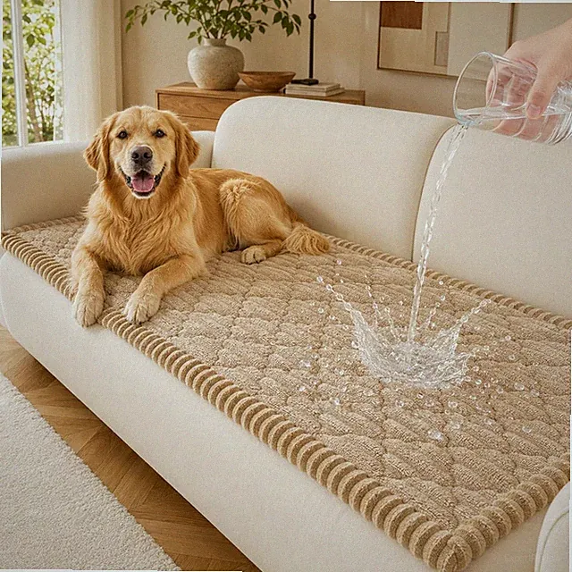 NILUOH Couch Cover Khaki 27.6"x95" Water Resistant Non Slip