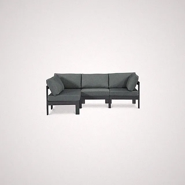 Nizuc Grey Water Resistant Fabric Outdoor Patio Modular Sectional