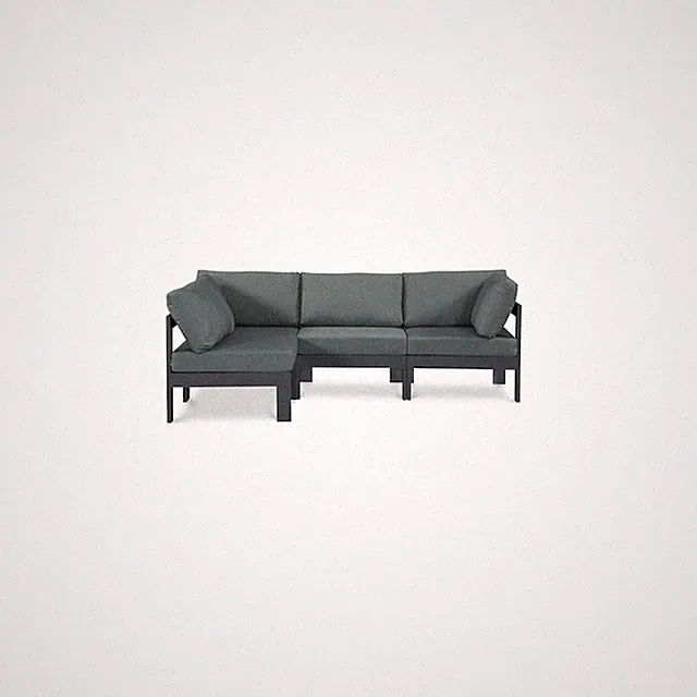 Nizuc Grey Water Resistant Fabric Outdoor Patio Modular Sectional