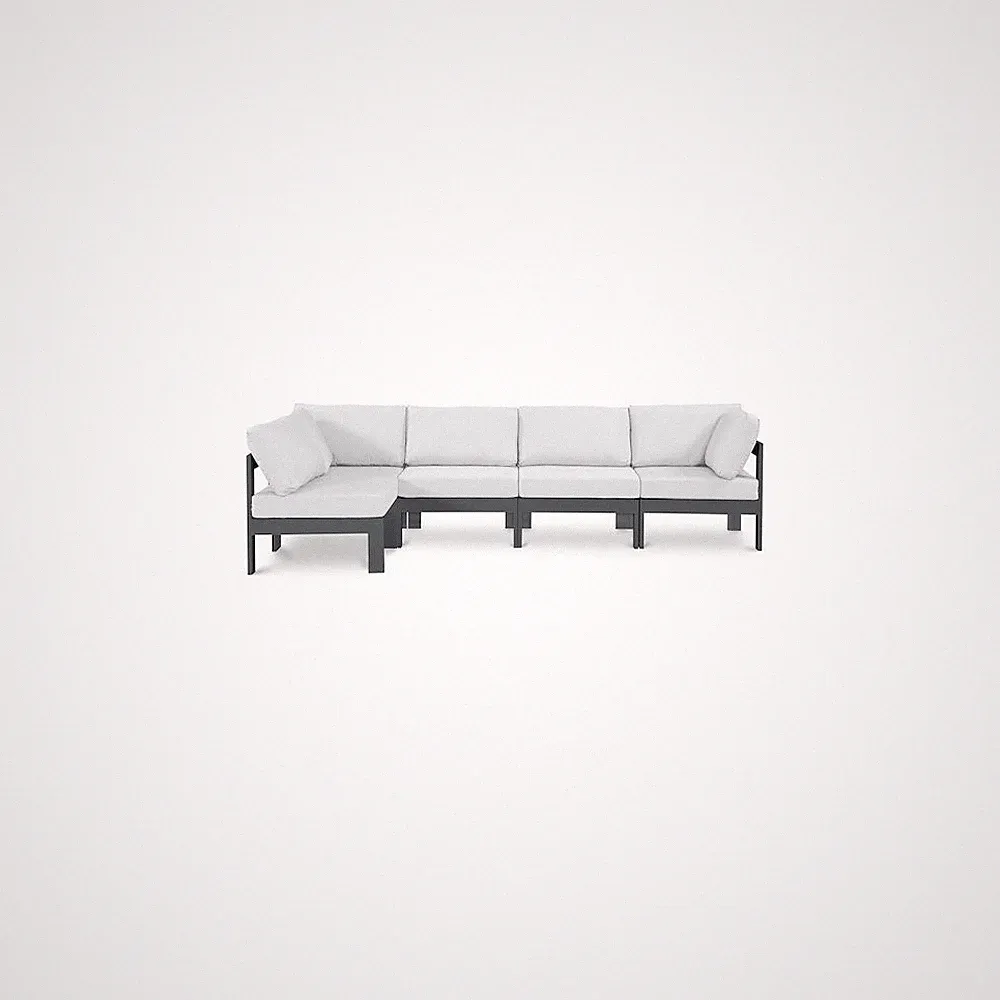 Nizuc White Water Resistant Fabric Outdoor Patio Modular Sectional