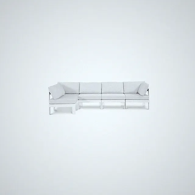 Nizuc White Water Resistant Fabric Outdoor Patio Modular Sectional