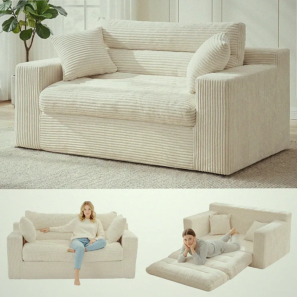 NLDD Convertible Sofa Bed, Pull Out Boneless Couch Loveseat Floor Sofa Bed